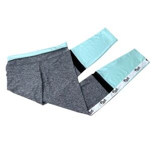 VS PINK Ultimate Leggings Large Mint Aqua Colorblock Logo Tape Y2K Athleisure